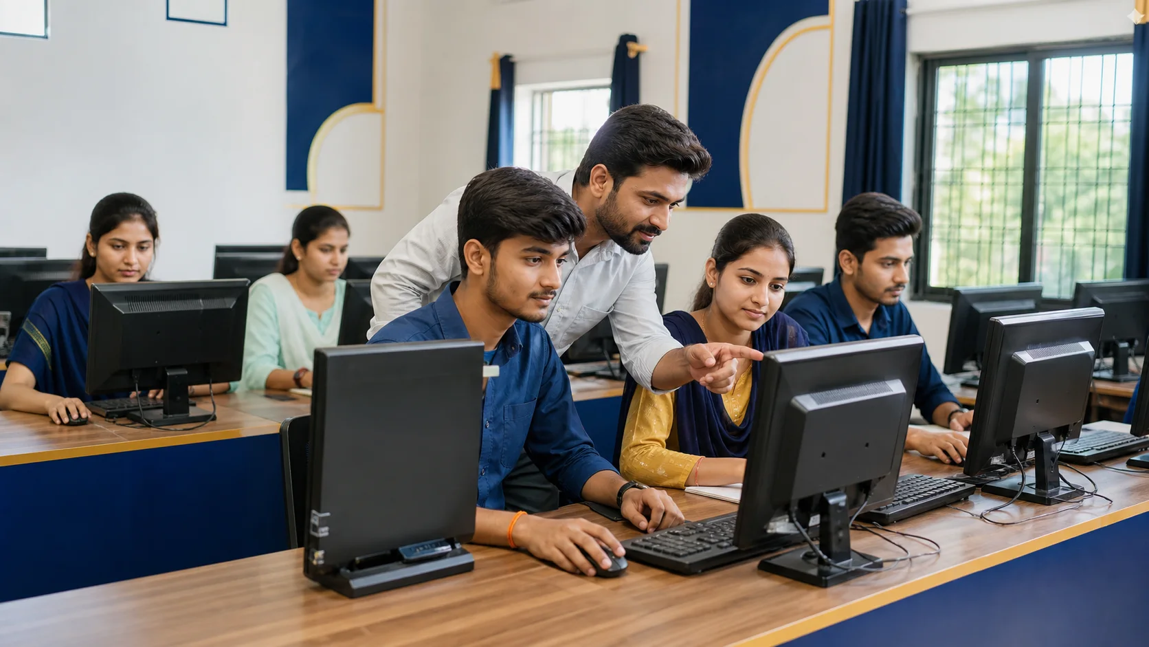 Students receiving practical computer application training at GICT